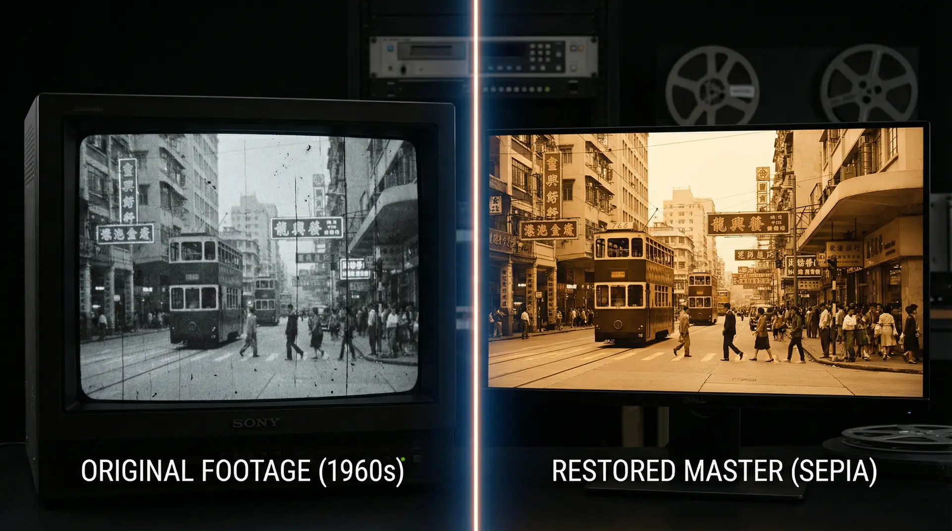 AI修复技术对比 - 集芳阁 影像修复前后效果